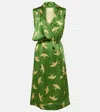 Dries Van Noten Doren Sleeveless Belted Silk Midi Dress In Grün