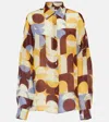 Dries Van Noten Casia Abstract-print Oversized Silk Collared Shirt In Neutrals