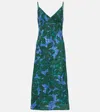 Dries Van Noten Printed Silk Slip Dress In Malachite