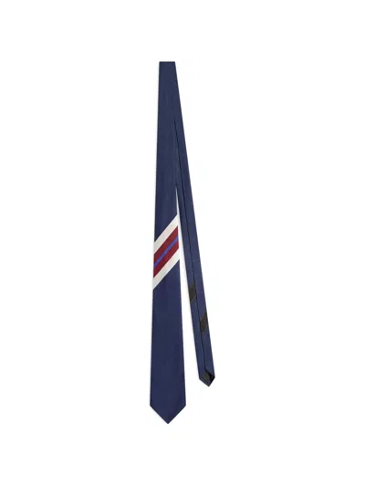 Dries Van Noten Slim Striped Tie Narrow Silhouette Design In Blue