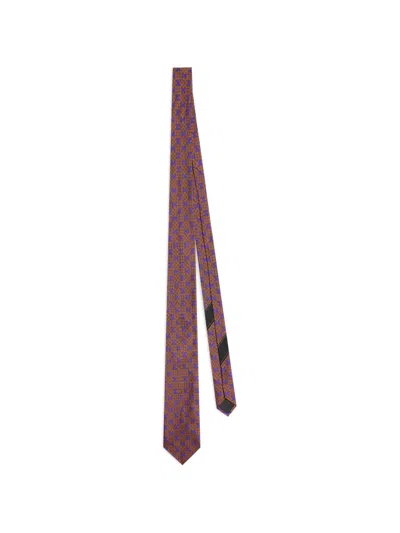 Dries Van Noten Printed Silk Tie In Brown