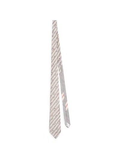 Dries Van Noten Printed Silk Tie In Neutral
