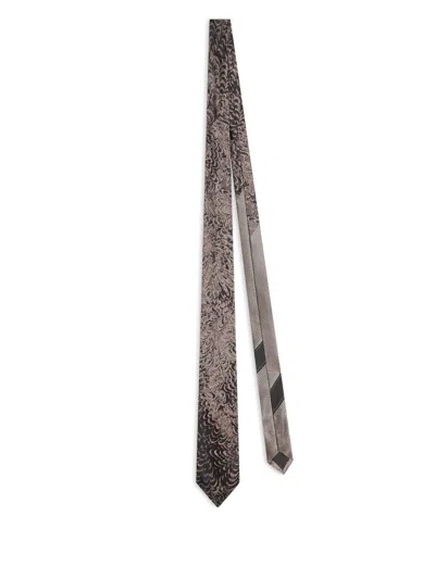 Dries Van Noten Printed Silk Tie In Neutrals
