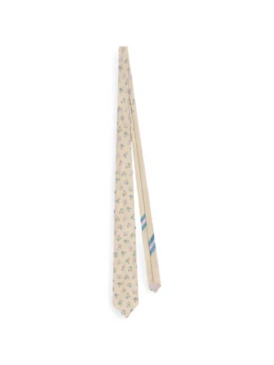 Dries Van Noten Printed Silk Tie In Neutral