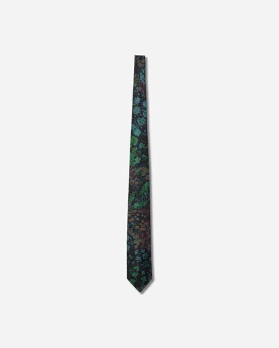 Dries Van Noten Printed Silk Tie Petrol In Green