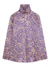 Dries Van Noten Floral Silk Satin Blouse In Purple