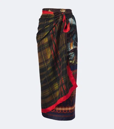 Dries Van Noten Printed Silk Twill Wrap Skirt In Multi