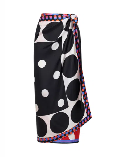 Dries Van Noten Printed Silk Wrap Scarf-skirt In Black
