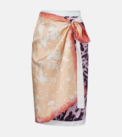 Dries Van Noten Printed Silk Wrap Skirt In Multi