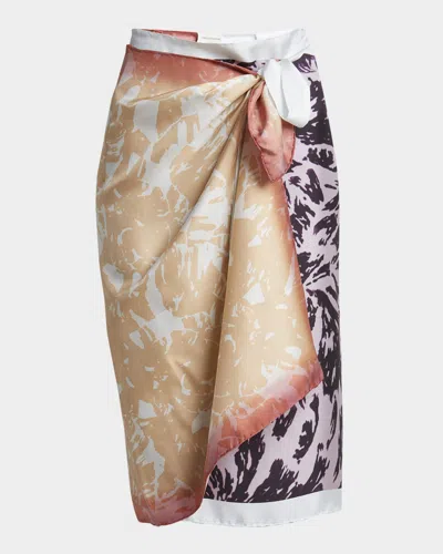 Dries Van Noten Printed Silk Wrap Skirt