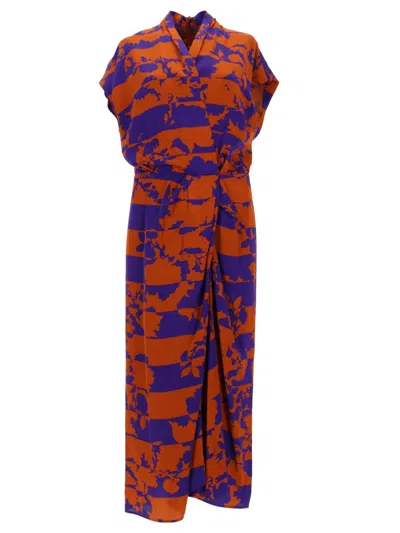 Dries Van Noten Printed Sleeveless Wrap Maxi Dress In Multi