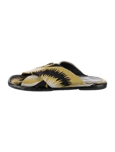 Pre-owned Dries Van Noten Printed Slides In Black
