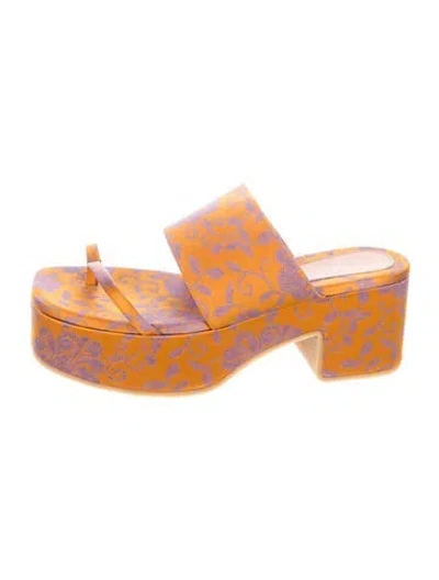 Pre-owned Dries Van Noten Printed Slides In Orange