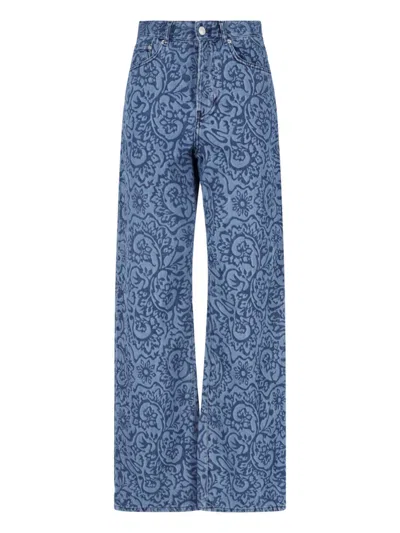 Dries Van Noten Printed Straight Jeans In Blue