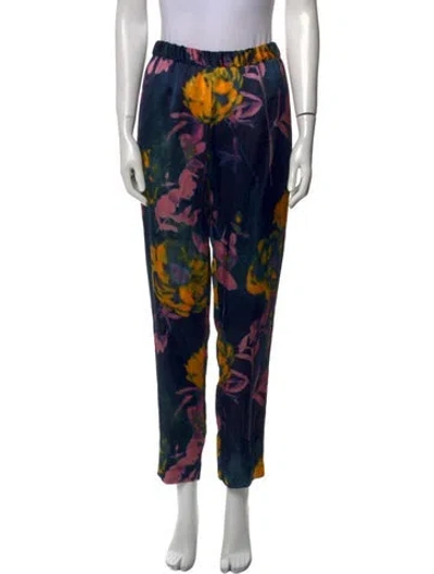 Pre-owned Dries Van Noten Printed Straight Leg Pants In Blue