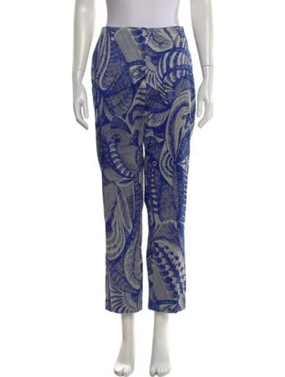 Pre-owned Dries Van Noten Printed Straight Leg Pants In Blue