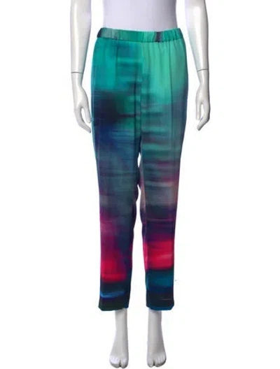 Pre-owned Dries Van Noten Printed Straight Leg Pants In Blue