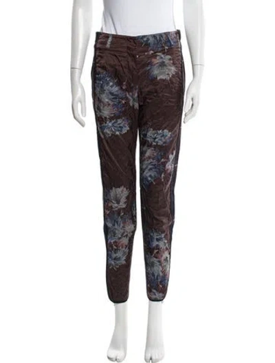 Pre-owned Dries Van Noten Printed Straight Leg Pants In Brown