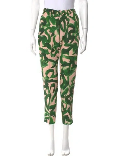 Pre-owned Dries Van Noten Printed Straight Leg Pants In Green