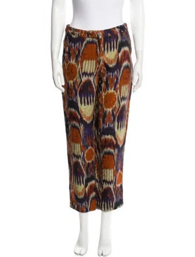 Pre-owned Dries Van Noten Printed Straight Leg Pants In Orange