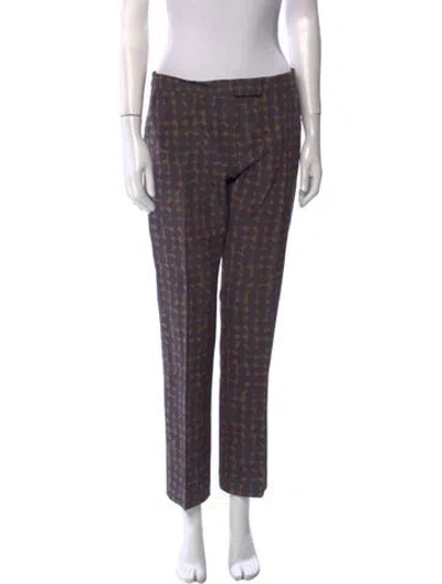 Pre-owned Dries Van Noten Printed Straight Leg Pants In Purple