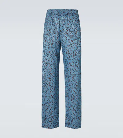 Dries Van Noten Printed Straight Pants In Blue