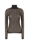Dries Van Noten Printed Stretch Tulle Hoyser T-shirt In Brown