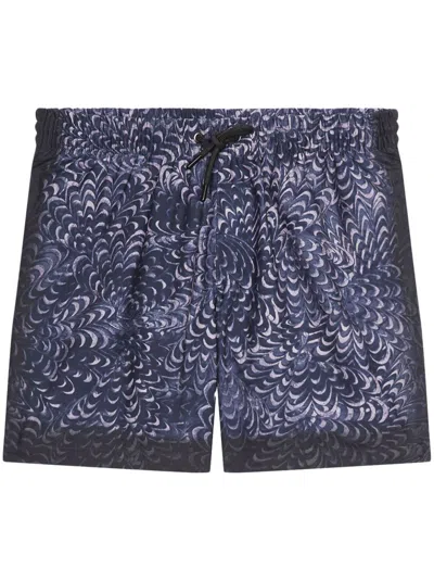 Dries Van Noten Printed Swim Shorts In Blue