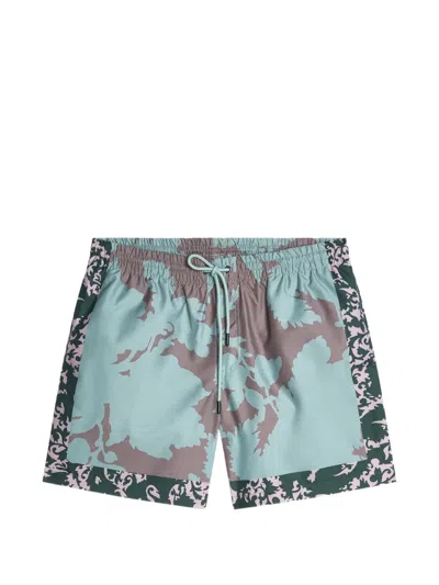 Dries Van Noten Printed Swim Shorts In Blue