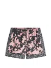 Dries Van Noten Abstract Floral Polyamide Geometric Trim Swim Shorts In Multi