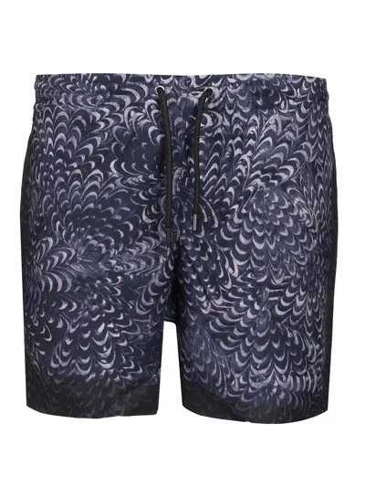 Dries Van Noten Printed Swim Shorts Swimwear Blue In 509 Navy