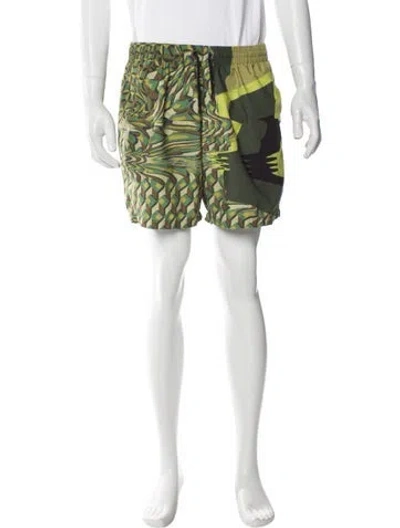 Pre-owned Dries Van Noten Printed Swim Trunks In Green