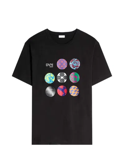 Dries Van Noten Short Sleeves Cotton T Shirt Front Print In Black