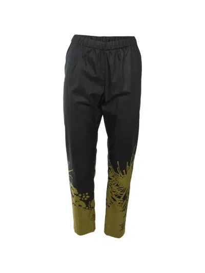 Pre-owned Dries Van Noten Printed Tapered Trousers In Black
