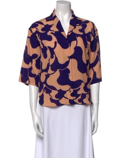 Pre-owned Dries Van Noten Printed Three-quarter Sleeve Blouse In Multi