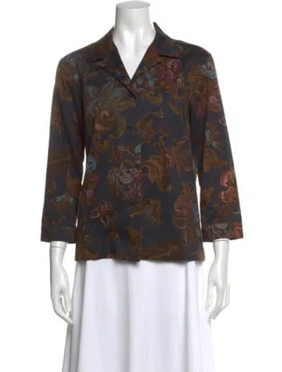 Pre-owned Dries Van Noten Printed Three-quarter Sleeve Blouse In Multicolor