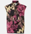 Dries Van Noten Printed Tie-neck Top In Multi