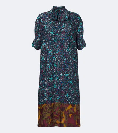 Dries Van Noten Printed Tie-neck Midi Dress In Multi