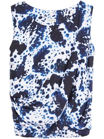 Dries Van Noten Printed Top In Blue