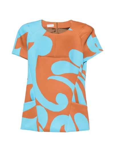 Dries Van Noten Printed Top In Brown