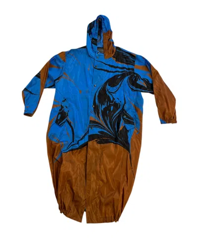 Dries Van Noten Printed Trench Coat In Brown