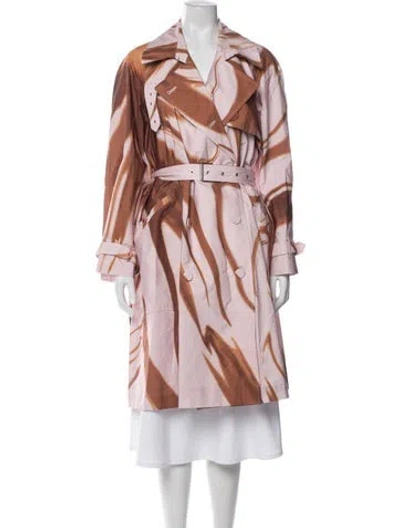 Pre-owned Dries Van Noten Printed Trench Coat In Pink