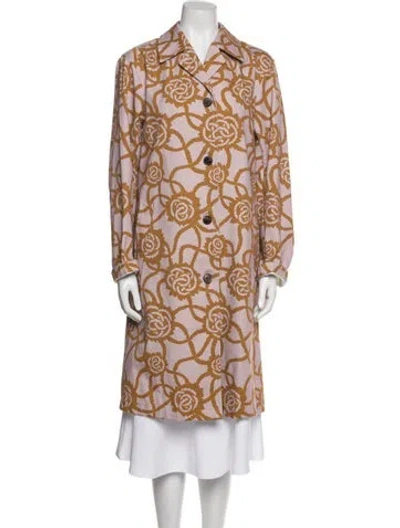 Pre-owned Dries Van Noten Printed Trench Coat In Purple