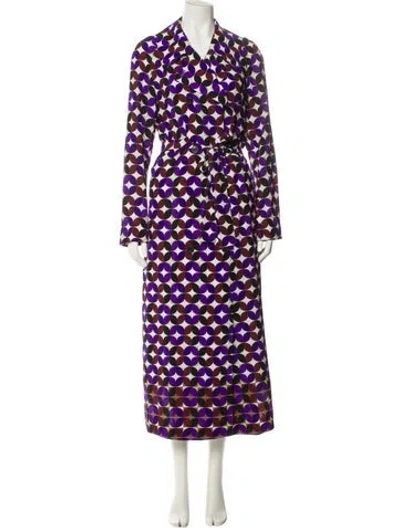 Pre-owned Dries Van Noten Printed Trench Coat In Purple