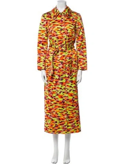 Pre-owned Dries Van Noten Printed Trench Coat W/ Tags In Green