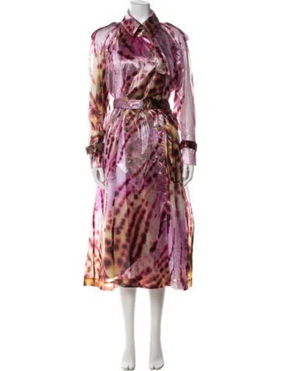 Pre-owned Dries Van Noten Printed Trench Coat W/ Tags In Pink