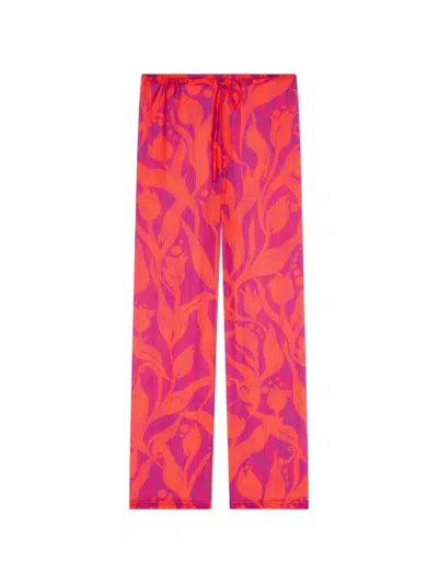 Dries Van Noten Printed Trousers In Red