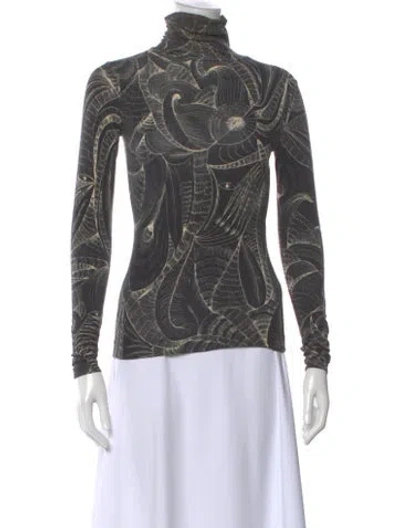Pre-owned Dries Van Noten Printed Turtleneck Sweater In Gray