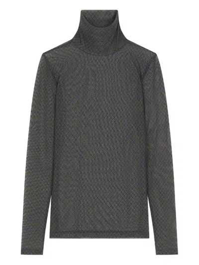 Dries Van Noten Printed Turtleneck Top In Blue