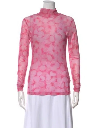 Pre-owned Dries Van Noten Printed Turtleneck Top In Pink